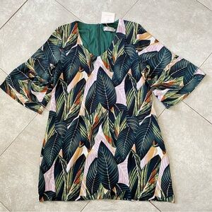 Belongsi Tropical Palm Leaf Print Dress Size L NWT
